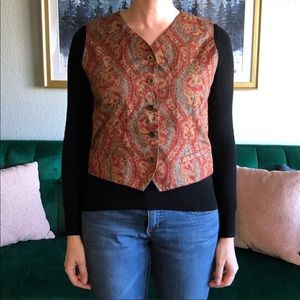 Vintage LizSport by Liz Claiborne Red Paisley Vest